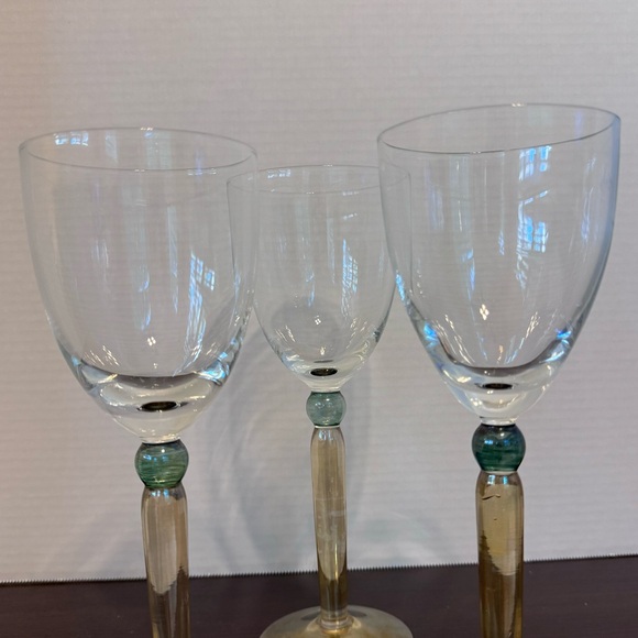 Pottery Barn Crystal Wine Glasses with Ball Glass Stem - Set of 3 - Picture 2 of 3